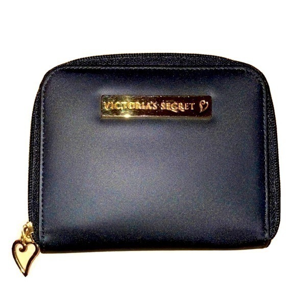 Victoria's Secret Handbags - NWT Victoria’s Secret zip around wallet black nylon with heart zipper